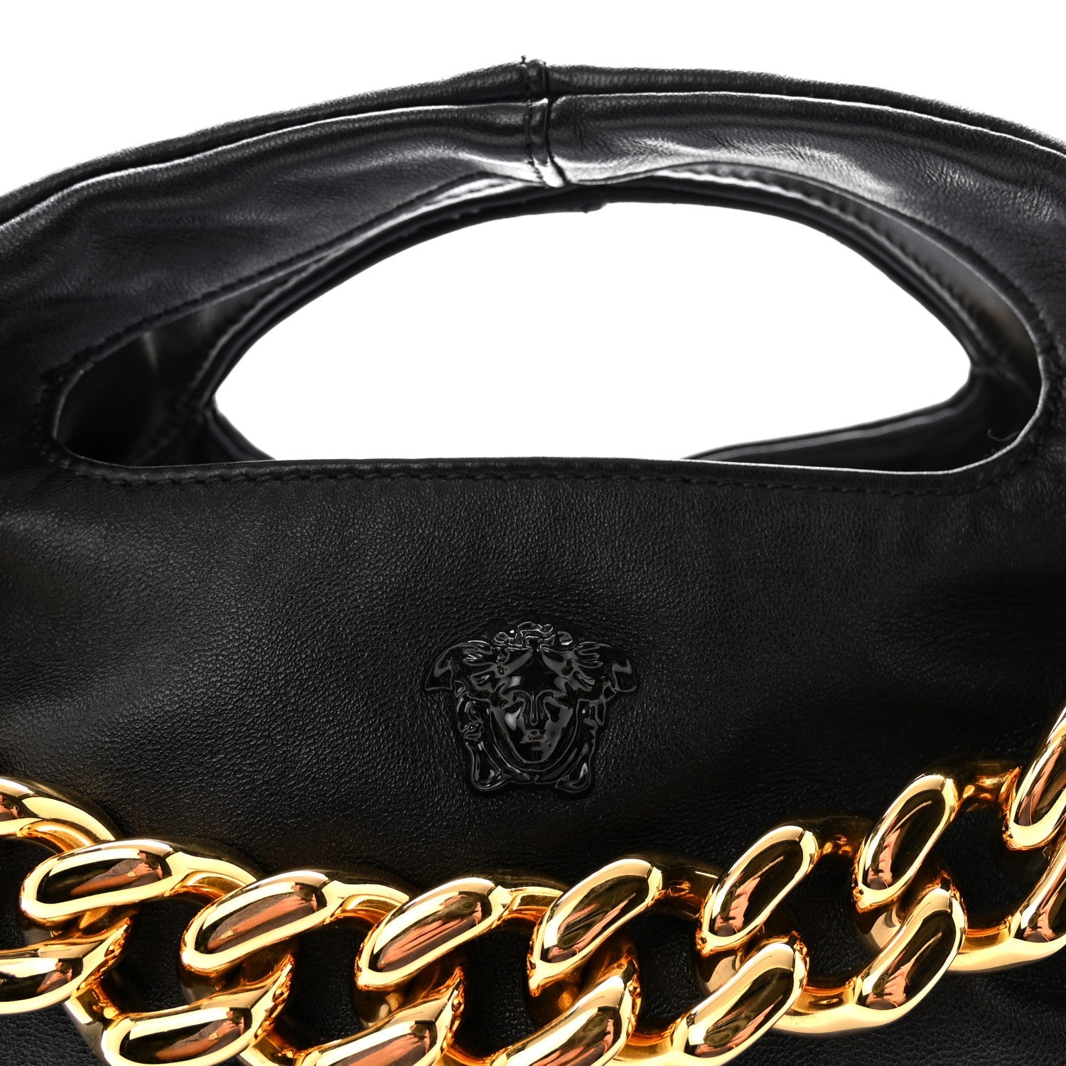 Nappa Medusa Chain Shoulder Bag Black