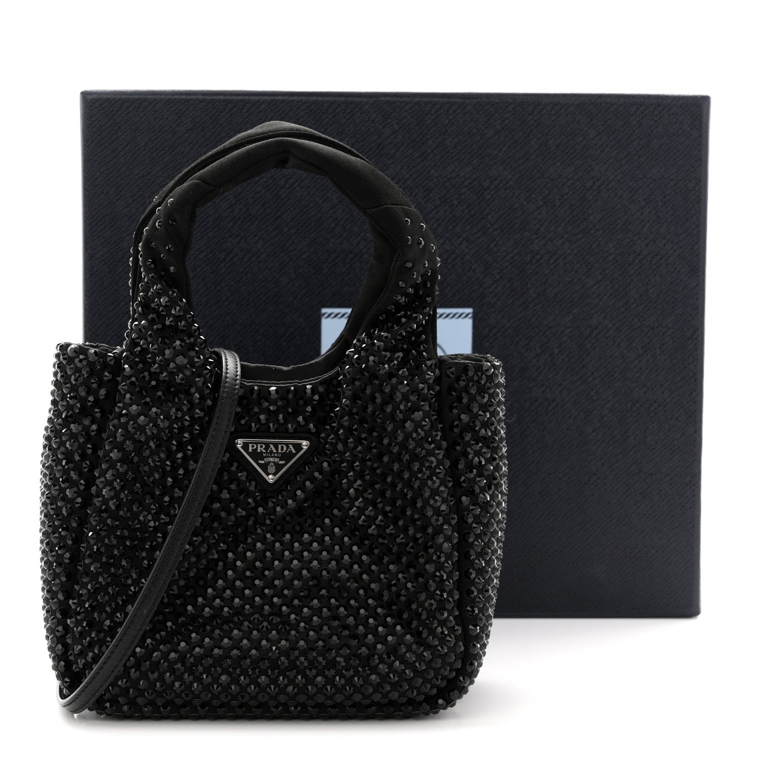 Satin Crystal Soft Padded Small Double Handled Shoulder Bag Black