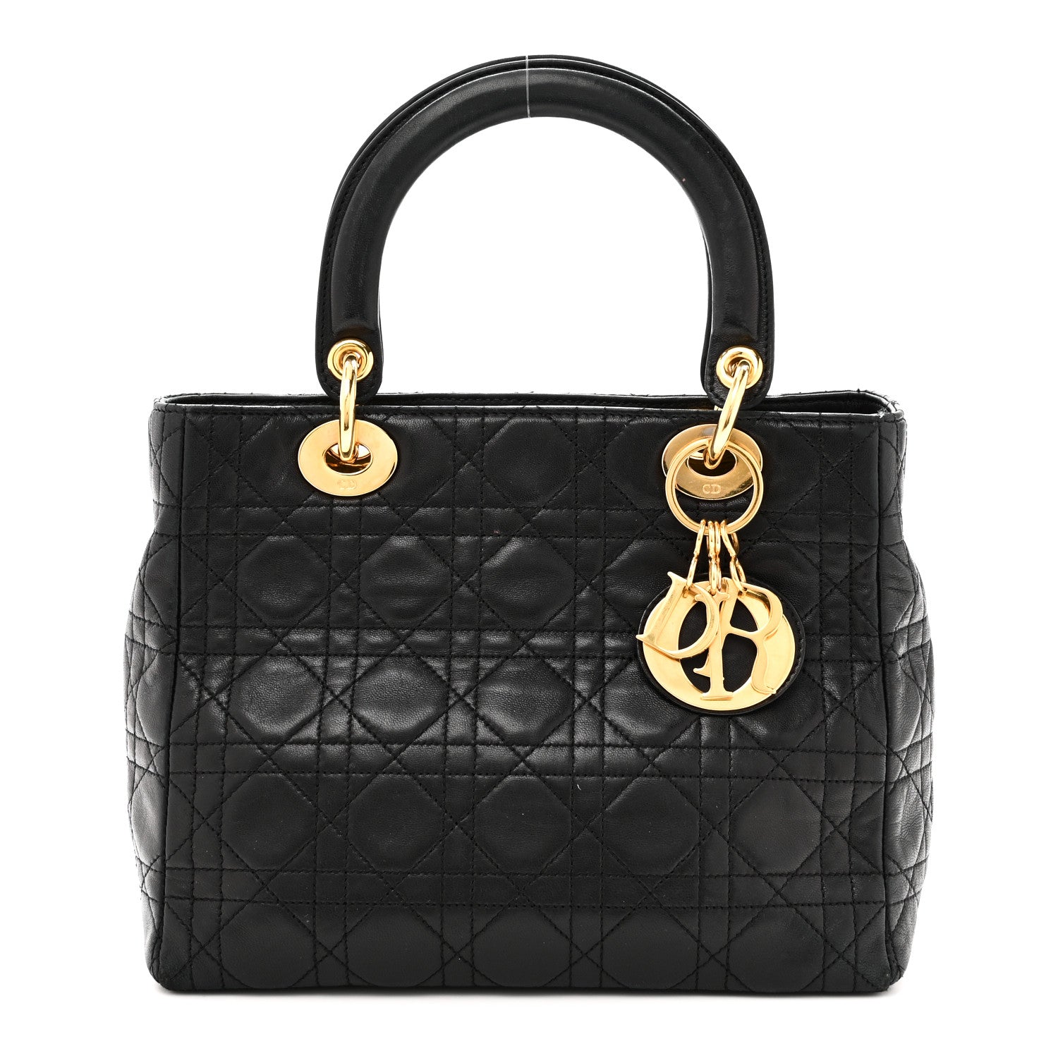 Lambskin Cannage Medium Lady D1OR Black