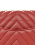 Lambskin Chevron Quilted Medium Double Flap Rosewood