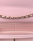 Lambskin Quilted Trendy Chain CC Wallet On Chain WOC Light Pink