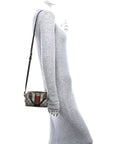 GG Supreme Monogram Textured Dollar Calfskin Web Super Mini Ophidia Top Handle Bowler Bag Beige Ebony New Acero