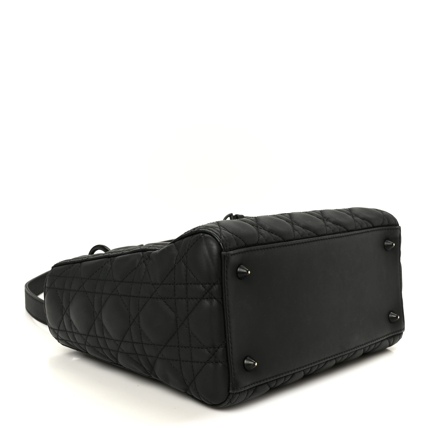 Ultra Matte Calfskin Cannage Medium Lady D1OR Black