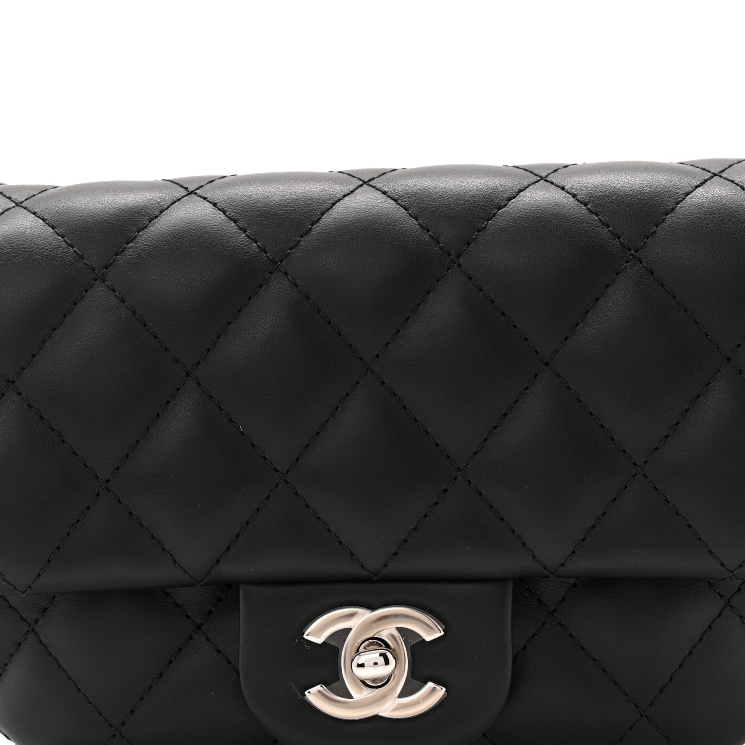 Calfskin Quilted CC Uniform Flap Belt Bag Black