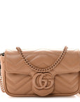 Calfskin Matelasse Monochrome Super Mini GG Marmont Shoulder Bag Camelia