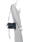 Chevre Silver Metallic Edge Hardware Mini City Bleu de Minuit