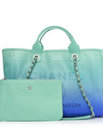 Shaded Calfskin Small Deauville Tote Light Green Turquoise Purple