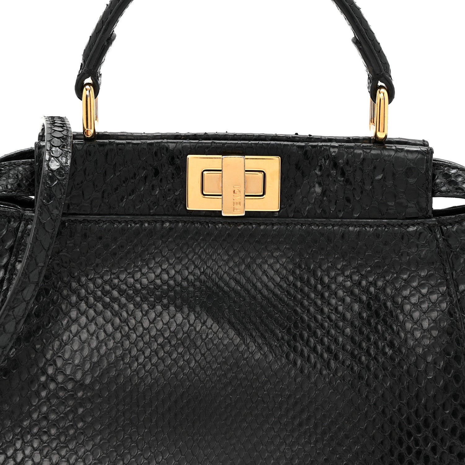 Snakeskin Nappa Mini Peekaboo Iconic Satchel Black