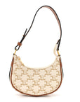 Canvas Calfskin Mini Ava Triomphe Shoulder Bag White