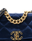 Satin Quilted Medium CHNL 19 Flap Blue