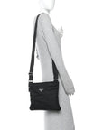 Nylon Vela Flat Messenger Bag Black