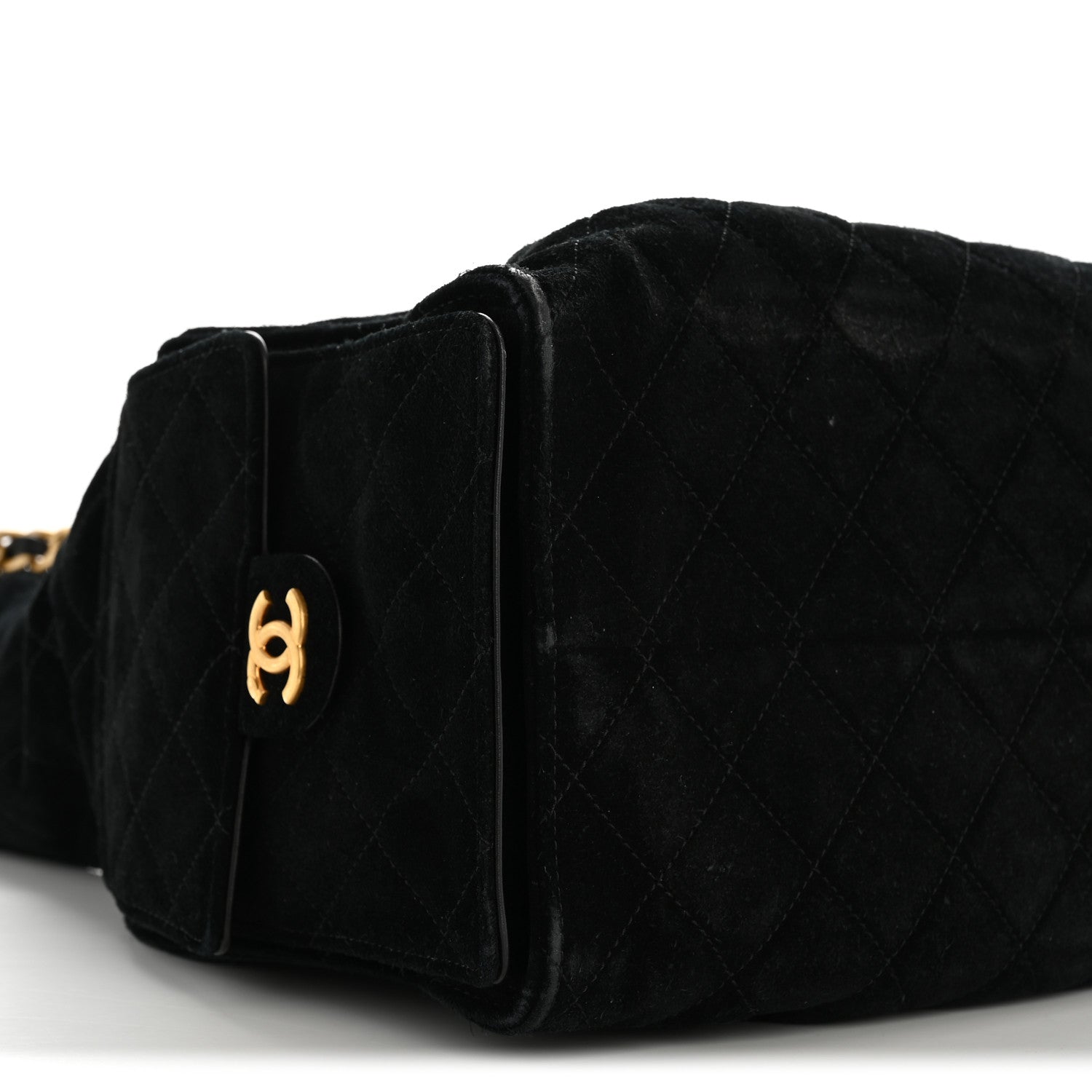 Suede Quilted Medium CHNL 25 Handbag Black
