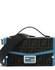 Recycled Fabric Jacquard Vitello King FF 1974 Baguette Soft Trunk Asfalto Black Fiordaliso