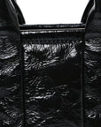 Shiny Crinkled Calfskin Mini The Tote Bag Black