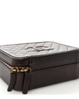 Iridescent Caviar Quilted Medium CC Filigree Vanity Case Burgundy