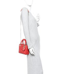 Calfskin Cannage D1ORamour Mini Lady D1OR Bag Bright Red