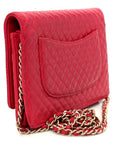 Lambskin Micro Quilted Wallet On Chain WOC Fuchsia