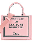 Canvas Embroidered Book Cover Mini Book Tote Pink Green
