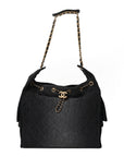 Washed Denim Quilted Medium CHNL 25 Handbag Black