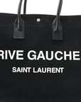 Linen Calfskin Rive Gauche Tote Black