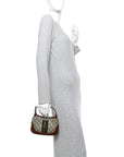 GG Supreme Monogram Azalea Calfskin Web Mini Jackie 1961 Hobo Beige Ebony Brown Sugar