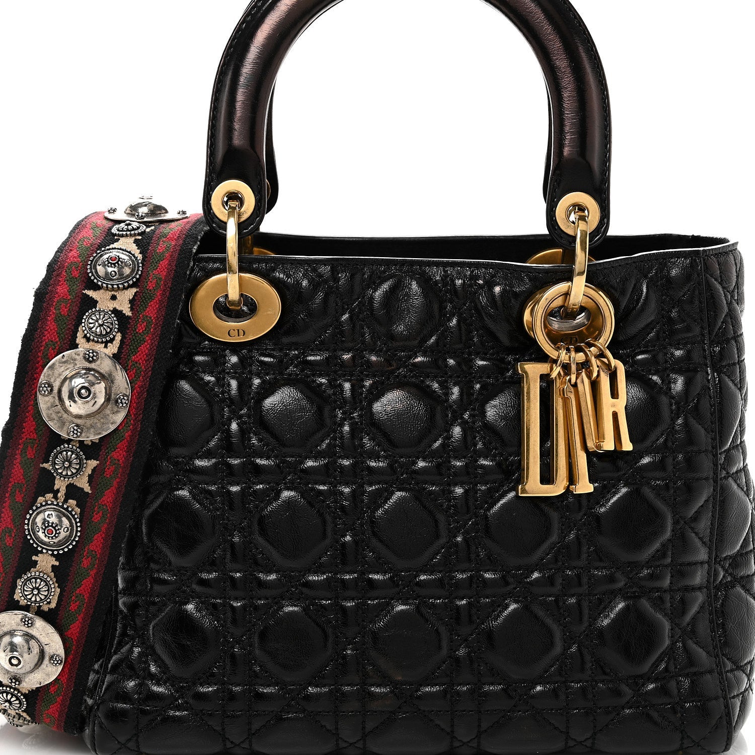Crinkled Patent Cannage Medium Bohemian Lady D1OR Black