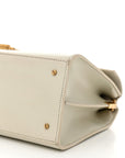 Smooth Calfskin Medium Classic Monogram Cassandra Top Handle Crema Soft Rouge Legion