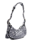 Metallic Agneau Arena Leopard Le Cagole Shoulder Bag XS Dark Grey