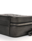 Metallic Caviar Quilted Small CC Filigree Vanity Case Dark Silver