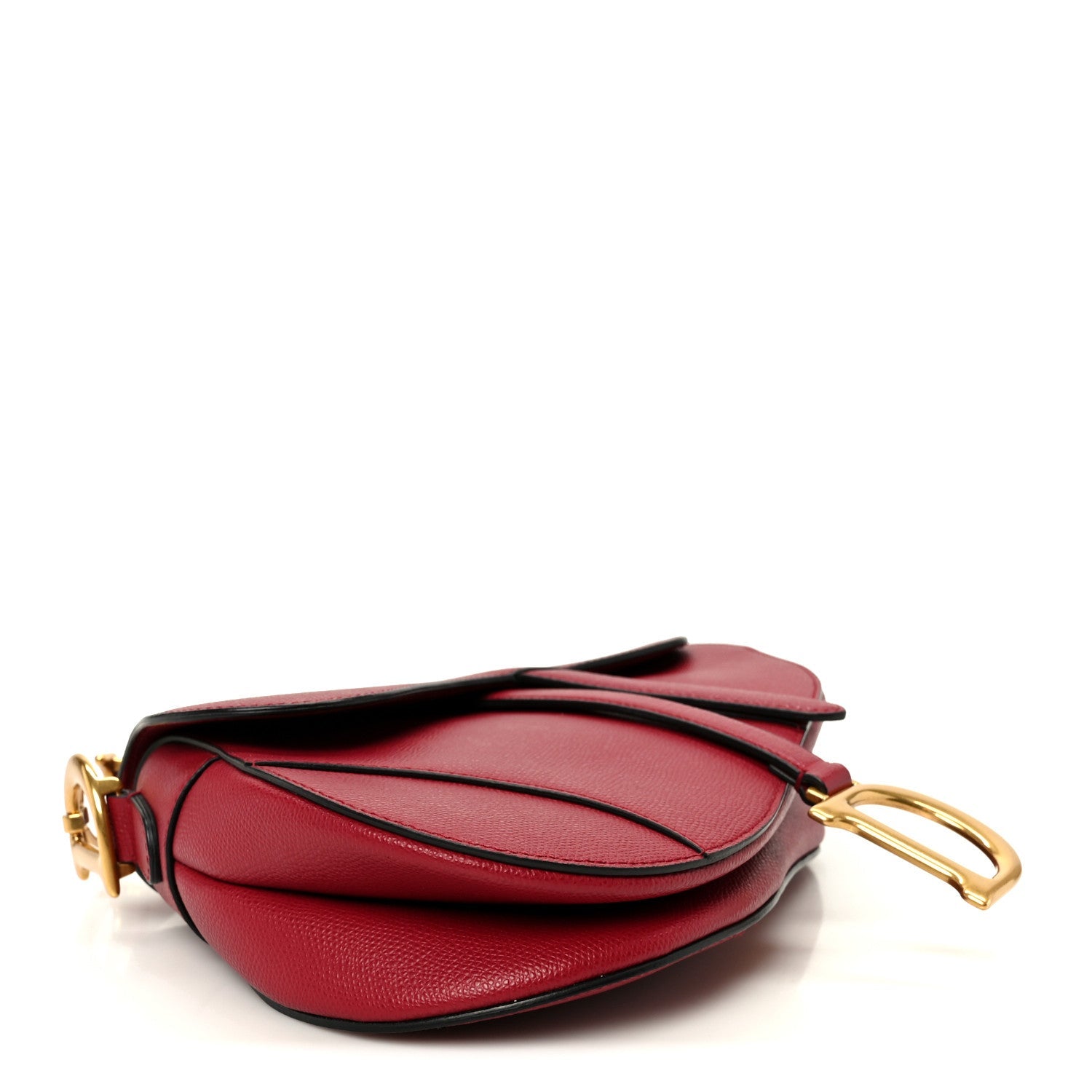 Grained Calfskin Saddle Bag Red