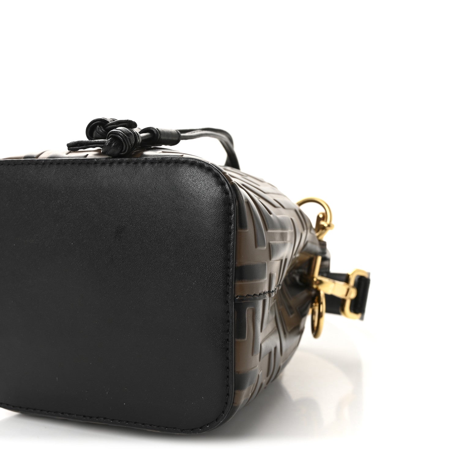Vitello Liberty F is FNDI Bi-Color FF 1974 Embossed Mini Mon Tresor Bucket Bag Maya Black