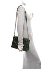 Ceramic Effect Deerskin Large D1ORama Flap Bag Malachite Green