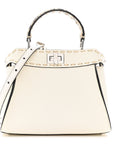 Cuoio Romano Snakeskin Selleria Mini Peekaboo Iconic Satchel White Stone