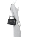 Lambskin Quilted Small Trendy CC Dual Handle Flap Bag Black
