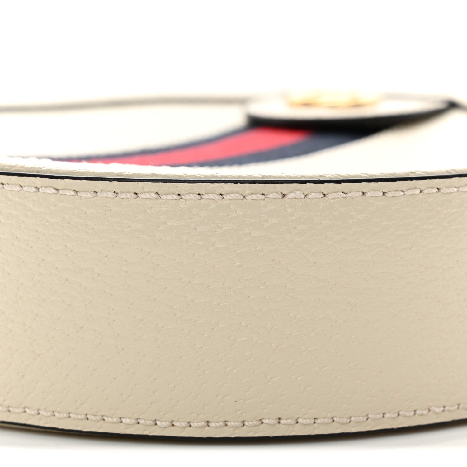 Textured Calfskin Web Mini Ophidia Round Shoulder Bag Mystic White