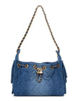 Washed Denim Quilted Mini CHNL 25 Handbag Blue