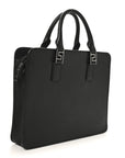 Saffiano Medusa Top Handle Briefcase Black
