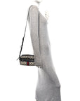 GG Supreme Monogram Textured Dollar Calfskin Web Mini Ophidia Shoulder Bag Beige Blue