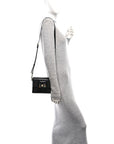 Lizard Embossed Crystal Embellished DG Millennials Mini Crossbody Bag Black