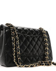 Lambskin Quilted Jumbo Double Flap Black