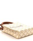 Triomphe Canvas Calfskin Mini Vertical Cabas White