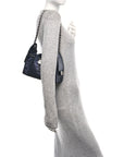 Metallic Caviar Quilted Mini CHNL 25 Handbag Dark Blue