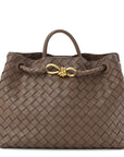 Nappa Intrecciato Medium Andiamo Shoulder Bag Taupe Grey