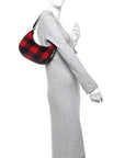 Wool Tartan Medium Ava Triomphe Shoulder Bag Red Black