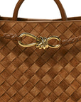Suede Intrecciato Small Andiamo Shoulder Bag Amber
