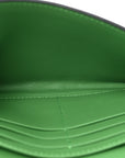 Goatskin Saddle Chain Wallet Pouch Bright Green