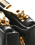 Saffiano Lux Medium Galleria Double Zip Tote Black