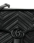 Soft Calfskin Matelasse Monochrome Medium GG Marmont Shoulder Bag Black