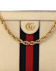 Textured Calfskin Web Small Ophidia Chain Shoulder Bag Mystic White