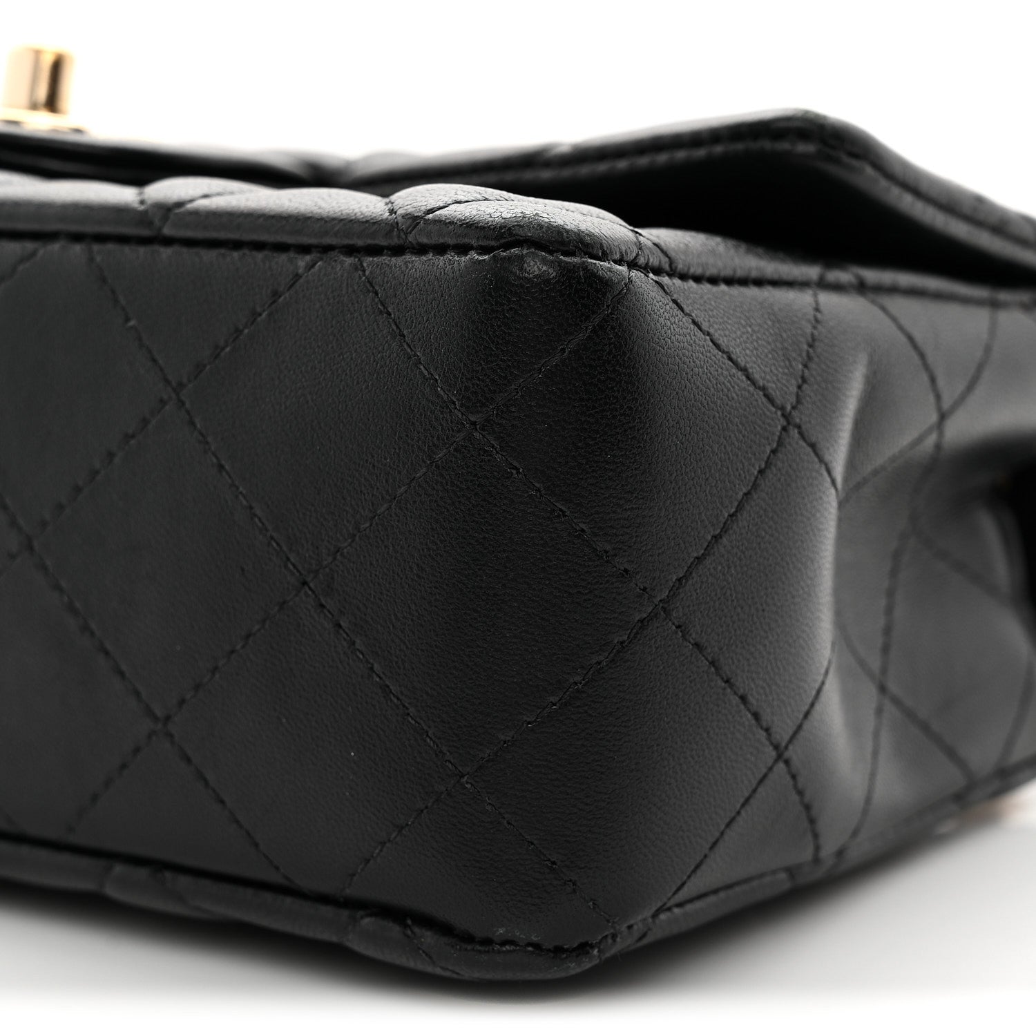 Lambskin Quilted Mini Rectangular Flap Black